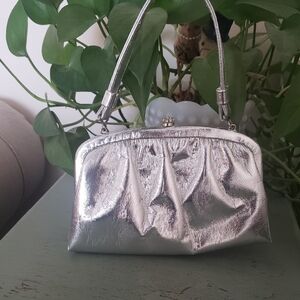 Vintage 50s Silver Evening Clutch Handbag